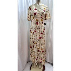 90' LIZS PORT Vintage Botanical Flutter Cotton Floral Print Dress SIZE 12 #1261